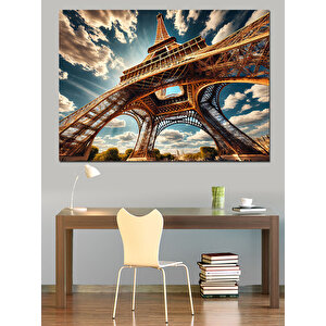 Ters Eyfel Kulesi Dekoratif Kanvas - Mdf Ahşap Tablo 50x70 cm
