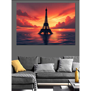 Denizde Eyfel Kulesi Dekoratif Kanvas - Mdf Ahşap Tablo