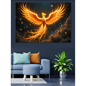 Alevler İçinde Anka Kuşu Dekoratif Kanvas - Mdf Ahşap Tablo 50x70 cm