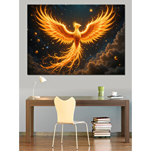 Alevler İçinde Anka Kuşu Dekoratif Kanvas - Mdf Ahşap Tablo