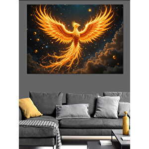 Alevler İçinde Anka Kuşu Dekoratif Kanvas - Mdf Ahşap Tablo