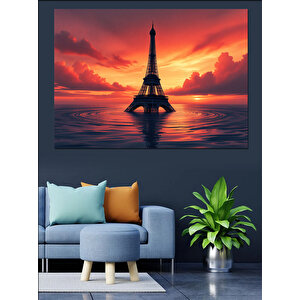 Denizde Eyfel Kulesi Dekoratif Kanvas - Mdf Ahşap Tablo 25x35 cm
