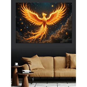 Alevler İçinde Anka Kuşu Dekoratif Kanvas - Mdf Ahşap Tablo 70x100 cm