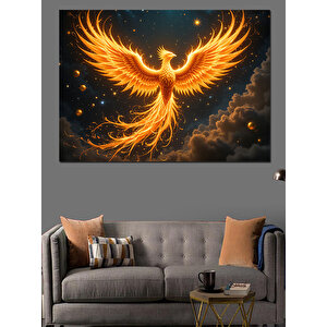 Alevler İçinde Anka Kuşu Dekoratif Kanvas - Mdf Ahşap Tablo 70x100 cm