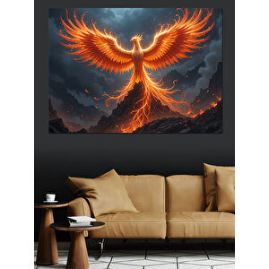 Alevlerden Doğan Anka Kuşu Dekoratif Kanvas - Mdf Ahşap Tablo 100x140 cm