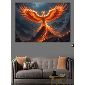 Alevlerden Doğan Anka Kuşu Dekoratif Kanvas - Mdf Ahşap Tablo 100x140 cm