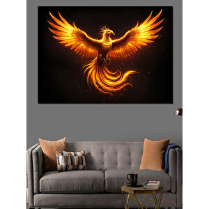 Alevli Parlak Anka Kuşu Dekoratif Kanvas - Mdf Ahşap Tablo 100x140 cm