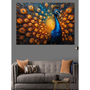 Gururlu Açmış Tavus Kuşu Dekoratif Kanvas - Mdf Ahşap Tablo