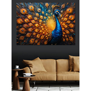 Gururlu Açmış Tavus Kuşu Dekoratif Kanvas - Mdf Ahşap Tablo 70x100 cm