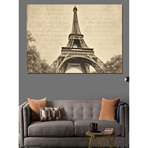 Sepya Tonlarında Eyfel Kulesi Dekoratif Kanvas - Mdf Ahşap Tablo 70x100 cm