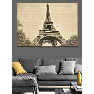 Sepya Tonlarında Eyfel Kulesi Dekoratif Kanvas - Mdf Ahşap Tablo