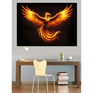 Alevli Parlak Anka Kuşu Dekoratif Kanvas - Mdf Ahşap Tablo 70x100 cm