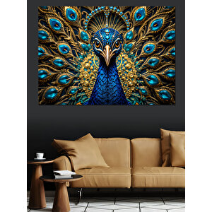 Görkemli Tavus Kuşu Dekoratif Kanvas - Mdf Ahşap Tablo 100x140 cm