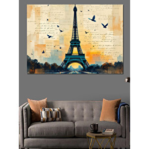 Uçan Kuşlu Eyfel Kulesi Dekoratif Kanvas - Mdf Ahşap Tablo 50x70 cm