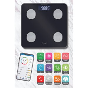 Si̇yah-dijital Baskül Yağ Su Kas Vücut Kitle Endeksi Kilo Ölçer Tartı Abs-1085