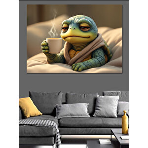 Uykulu Kaplubağ Ve Kahve Dekoratif Kanvas - Mdf Ahşap Tablo 50x70 cm