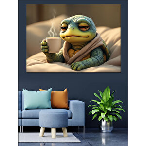 Uykulu Kaplubağ Ve Kahve Dekoratif Kanvas - Mdf Ahşap Tablo