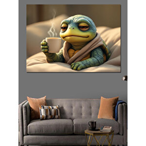 Uykulu Kaplubağ Ve Kahve Dekoratif Kanvas - Mdf Ahşap Tablo