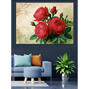 Güller Ve Eski Fon Dekoratif Kanvas - Mdf Ahşap Tablo 50x70 cm
