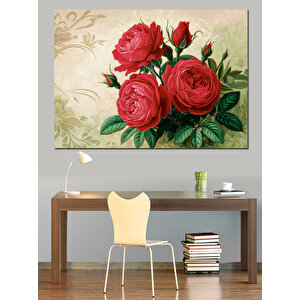 Güller Ve Eski Fon Dekoratif Kanvas - Mdf Ahşap Tablo 50x70 cm