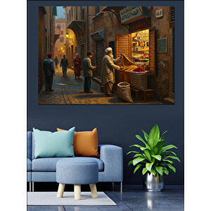 Sokakta Baharat Satıcısı Dekoratif Kanvas - Mdf Ahşap Tablo 35x50 cm