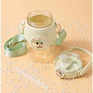 Figürlü Kulplu Suluk 500 Ml, Askılı Ve Pipetli, Mor, 18x10