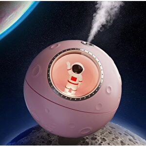 Led Işıklı Astronot Buhurdanlık Difüzörü, Hava Nemlendirici, 12x12 - Pembe Pembe