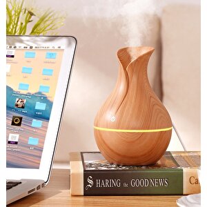 Led Işıklı Dokunmatik Buhurdanlık Difüzörü, Hava Nemlendirici, 14x10 - Krem Krem