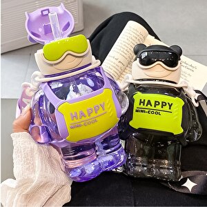 Havalı Ayı Suluk 800 Ml, Askılı Ve Pipetli, Beyaz, 30x13 Beyaz