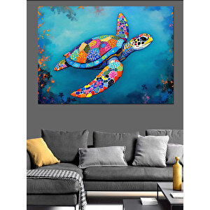 Deniz Kaplumbağası Deseni Dekoratif Kanvas - Mdf Ahşap Tablo