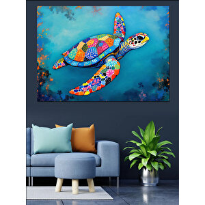 Deniz Kaplumbağası Deseni Dekoratif Kanvas - Mdf Ahşap Tablo 70x100 cm
