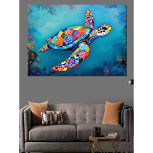 Deniz Kaplumbağası Deseni Dekoratif Kanvas - Mdf Ahşap Tablo 70x100 cm