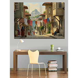 Dar Sokakta Çamaşır Günleri Dekoratif Kanvas - Mdf Ahşap Tablo 35x50 cm