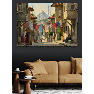 Dar Sokakta Çamaşır Günleri Dekoratif Kanvas - Mdf Ahşap Tablo 35x50 cm