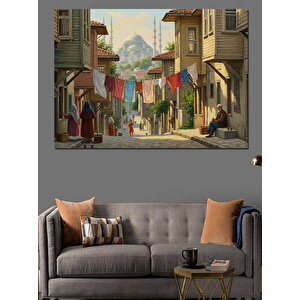 Dar Sokakta Çamaşır Günleri Dekoratif Kanvas - Mdf Ahşap Tablo