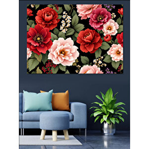 Kırmızı Ve Pembe Güller Dekoratif Kanvas - Mdf Ahşap Tablo 100x140 cm