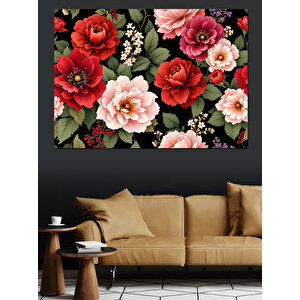 Kırmızı Ve Pembe Güller Dekoratif Kanvas - Mdf Ahşap Tablo