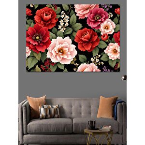 Kırmızı Ve Pembe Güller Dekoratif Kanvas - Mdf Ahşap Tablo 70x100 cm