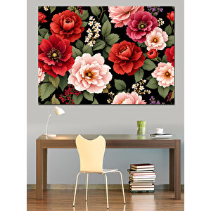 Kırmızı Ve Pembe Güller Dekoratif Kanvas - Mdf Ahşap Tablo 70x100 cm