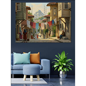Dar Sokakta Çamaşır Günleri Dekoratif Kanvas - Mdf Ahşap Tablo