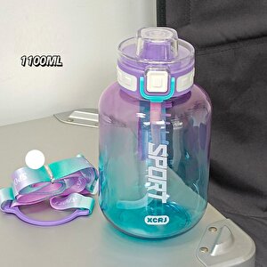 Sport Suluk 1100 Ml, Askılı Ve Pipetli, Mor, 20x11 Mor