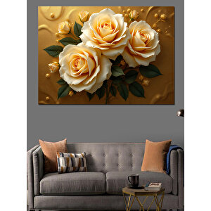 Altın Sarısı Güller Dekoratif Kanvas - Mdf Ahşap Tablo 50x70 cm