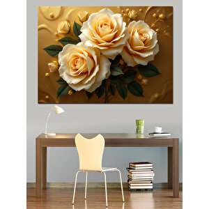 Altın Sarısı Güller Dekoratif Kanvas - Mdf Ahşap Tablo 50x70 cm