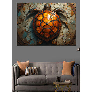 Mozaik Kaplumbağa Duvar Motifi Dekoratif Kanvas - Mdf Ahşap Tablo