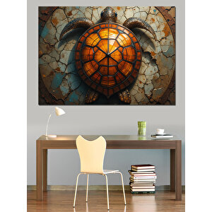 Mozaik Kaplumbağa Duvar Motifi Dekoratif Kanvas - Mdf Ahşap Tablo