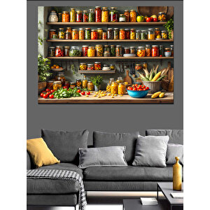 Baharat Rafı Mutfak Köşesi Dekoratif Kanvas - Mdf Ahşap Tablo