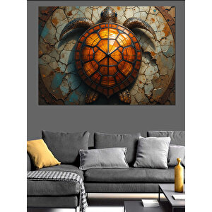 Mozaik Kaplumbağa Duvar Motifi Dekoratif Kanvas - Mdf Ahşap Tablo 100x140 cm