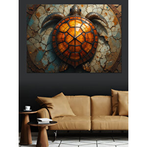 Mozaik Kaplumbağa Duvar Motifi Dekoratif Kanvas - Mdf Ahşap Tablo 100x140 cm