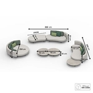 Ludere Özel Tasarım Dış Mekan 4+3+3+daybed+puf+2 Adet Masa+şemsiye Bahçe Mobilyası Oturma Grubu