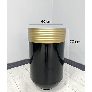 Elegant Dekoratif Eskitme Darbuka Parlak Siyah Saksı 70cm